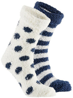 Apollo bedsokken / huissokken - kinderen - 2-pack - navy/wit - one size - Slaapsokken - Slofsokken 36/40