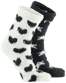 Apollo bedsokken / huissokken - kinderen - 2-pack - zwart/wit - one size - Slaapsokken - Slofsokken 36/40