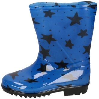 Apollo Blauwe kleuter/kinder regenlaarzen blauw met zwarte sterretjes - Rubberen laarzen/regenlaarsjes voor kinderen 27