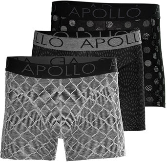Apollo Boxershorts Heren Black / Grey Print 3-pack-L Black/Grey Print - L
