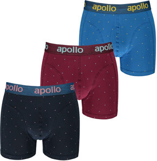 Apollo Boxershorts Heren Blue / Burgundy Dots 3-pack-M