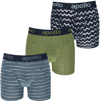 Apollo Boxershorts Heren Blue / Green Print 3-pack-L Blauw,Groen - L