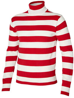 Apollo Carnaval verkleed trui Brabant - col - rood/wit gestreept - dames / heren - turtleneck S