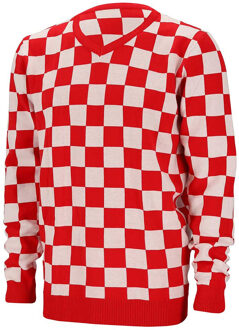 Apollo Carnaval verkleed trui Brabant - v-hals - rood/wit geblokt - dames / heren