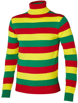 Apollo Carnaval verkleed trui Limburg - col - rood/geel/groen gestreept - dames / heren - turtleneck