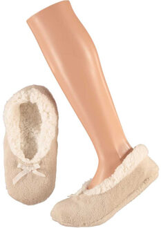 Apollo Dames ballerina sloffen/pantoffels beige maat 37-39 - Sloffen - volwassenen