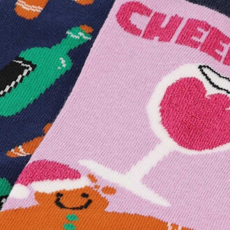 Apollo Dames foute kerstsokken gingerbread wine 2-pack Veelkleurig - One size