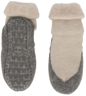 Apollo Dames / heren pantoffels slofsok antislip wol - maat 43-44 Beige