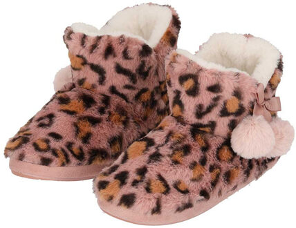 Apollo Dames hoge pantoffels/sloffen luipaard print oud roze maat 41-42 - Sloffen - volwassenen