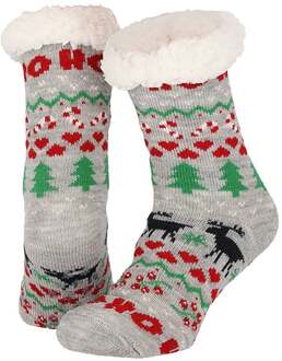 Apollo Dames home socks kerst huissokken kerstsokken Grijs - One size