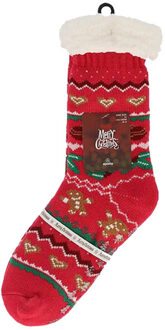 Apollo Dames home socks kerst huissokken kerstsokken - maat One size Rood