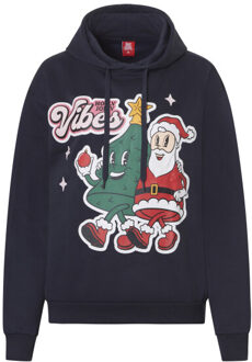 Apollo Dames hoodie met kerst print donkerblauw Veelkleurig