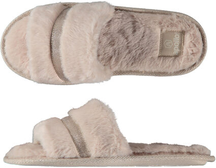 Apollo Dames huisslippers/instapsloffen/pantoffels met bont beige maat 37-38 - Sloffen - volwassenen