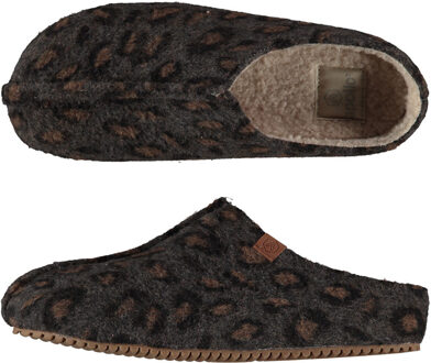 Apollo Dames instap slippers/pantoffels luipaard print beige maat 37-38 - Sloffen - volwassenen