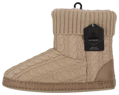 Apollo Dames pantoffels kabel patroon taupe - maat 39-40 Bruin