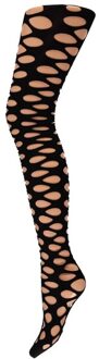 Apollo Dames party panty met gaten - zwart - Verkleedkleding panty - netpanty