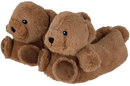 Apollo dames sloffen - beer - lichtbruin - pantoffels - met antislip - One size;;;