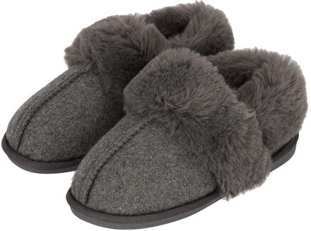 Apollo dames sloffen - instappers - grijs - vilt / kunstbont - laag model - pantoffels