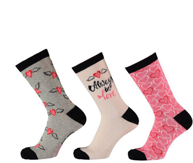 Apollo Dames sokken hartjes valentijn giftbox cadeau Print / Multi - One size