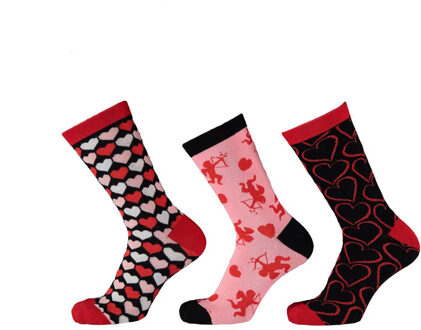 Apollo Dames sokken hartjes valentijn giftbox cadeau Rood - One size