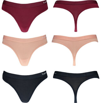 Apollo Dames string rood/roze/blauw bamboe 3-pack Veelkleurig - M