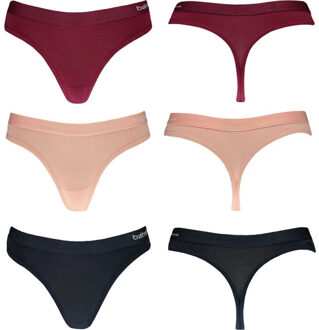 Apollo Dames string rood/roze/blauw bamboe 3-pack Veelkleurig