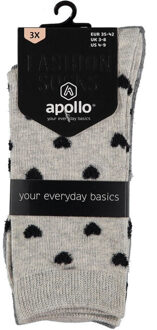 Apollo Fashion sokken dames hartjes stippen sterren print - maat One size Grijs