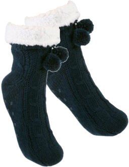 Apollo Fleece huissokken/slofsokken - kinderen - blauw - warme voering - comfortabel - gebereid