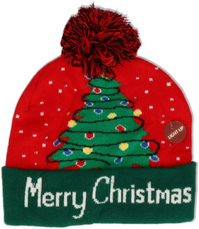 Apollo Foute kerstmutsen/mutsen/wintermutsen Merry Christmas met verlichting Multi
