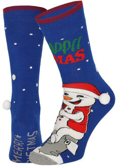 Apollo Foute kerstsokken - 2-pak - blauw - Happee Xmas - maat 41-46 - heren - katoen/polyester