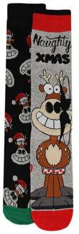 Apollo Foute kerstsokken heren 2-paar rendier - maat 41-46 Veelkleurig