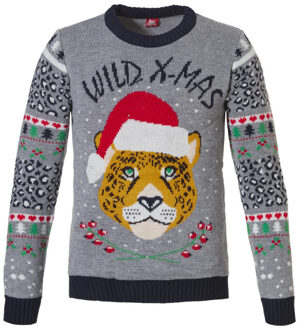 Apollo Foute kersttrui dames met verlichting led lampjes Grijs - S