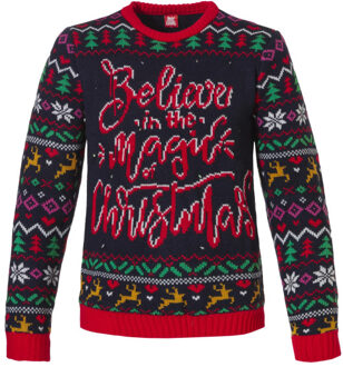 Apollo Foute kersttrui dames met verlichting led lampjes navy - maat S Blauw