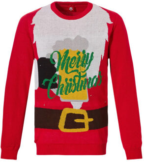 Apollo Foute kersttrui heren met led lampjes kerstman Rood