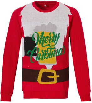 Apollo Foute kersttrui heren met led lampjes kerstman Rood