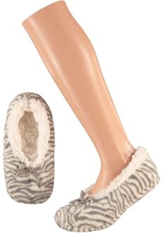 Apollo Grijze ballerina meisjes pantoffels/sloffen met zebraprint maat 28-30 - sloffen - kinderen Grijs