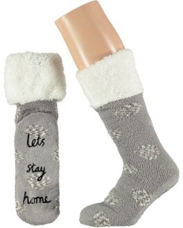 Apollo Grijze meisjes bedsokken anti-slip Lets Stay Home maat 25-30 - 25/30