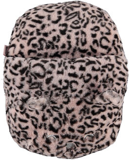 Apollo Grote voetenwarmer pantoffel/slof cheetah print oud roze one size 30 x 27 cm - Voetenwarmers