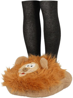Apollo Grote voetenwarmer slof - leeuw - bruin - one size - 30 x 27 cm - polyester