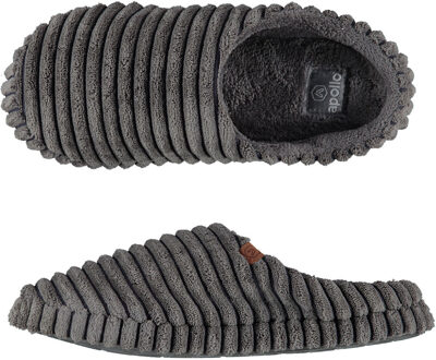 Apollo Heren instap slippers/pantoffels ribstof grijs maat 41-42 - Sloffen - volwassenen