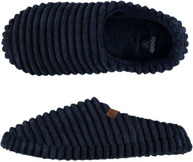 Apollo Heren instap slippers/pantoffels ribstof navy maat 41-42 - Sloffen - volwassenen Blauw