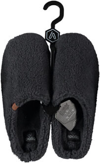 Apollo Heren instap slippers/pantoffels teddy wol antraciet maat 45-46 - Sloffen - volwassenen Grijs