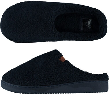 Apollo Heren instap slippers/pantoffels teddy wol navy maat 41-42 - Sloffen - volwassenen Blauw