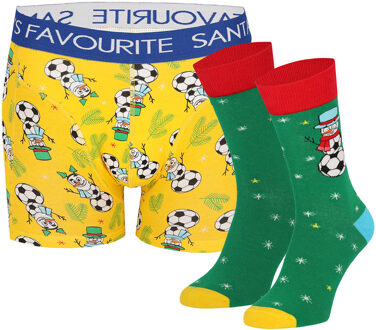 Apollo Heren kerst boxershort + sokken cadeau set favourite santa giftbox Print / Multi - L