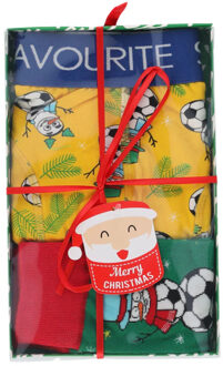 Apollo Heren kerst boxershort + sokken cadeau set favourite santa giftbox Veelkleurig - L
