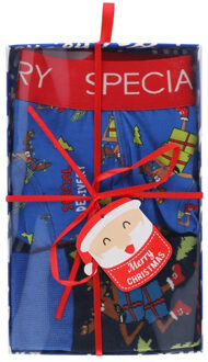 Apollo Heren kerst boxershort + sokken cadeau set special delivery giftbox Blauw - M