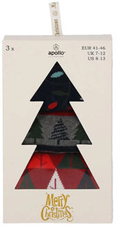 Apollo Heren kerstsokken giftbox 3-pack print Veelkleurig - 41-46