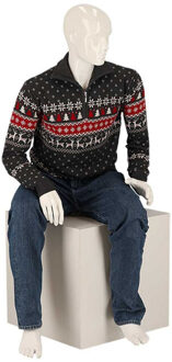 Apollo Heren kersttrui zip met kerst print grijs Veelkleurig - XXL