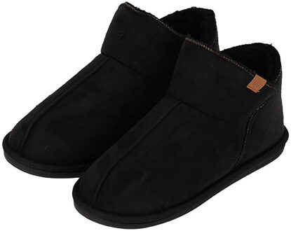 Apollo heren sloffen - instappers - zwart - suede look - hoog model - pantoffels - harde zool
