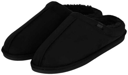 Apollo heren sloffen - zwart - suede buitenkant - met wol - instap - pantoffels 43-44